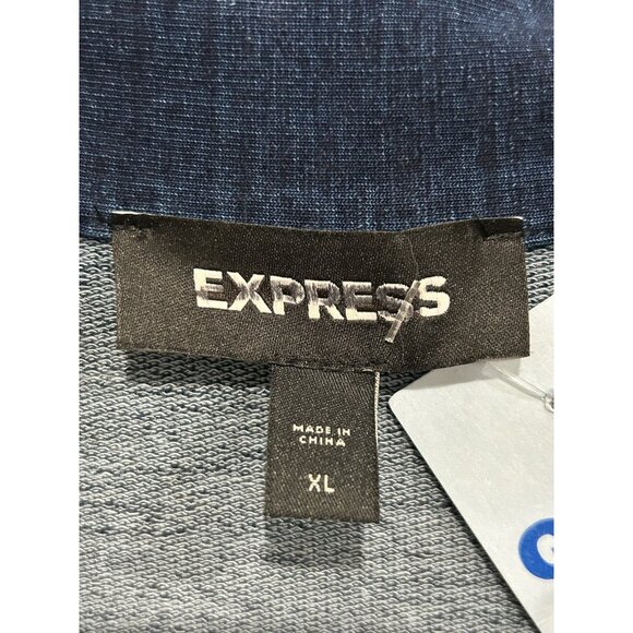 Express NEW Mens Blue Button Up Denim Shirt Pockets Shacket Sz XL - Picture 5 of 8